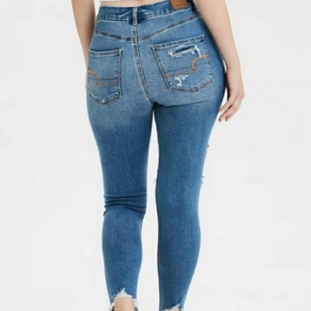 American Eagle Ne(x)t Level Hi-Rise Jeggings Cool TORN Plus Size 24 Regular NWT - Picture 2 of 6